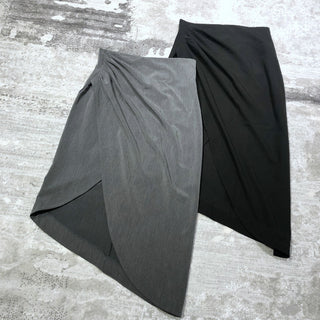 Wrapped Pleated Asymmetrical Split skirt