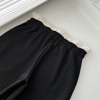 Contrast double waist stitching drawstring pants