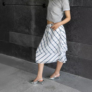 Blue and White Striped Three-Layer skirt