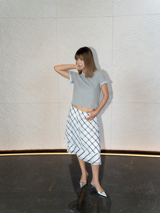 Blue and White Striped Three-Layer skirt