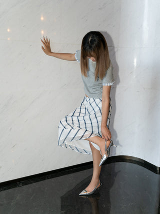 Blue and White Striped Three-Layer skirt