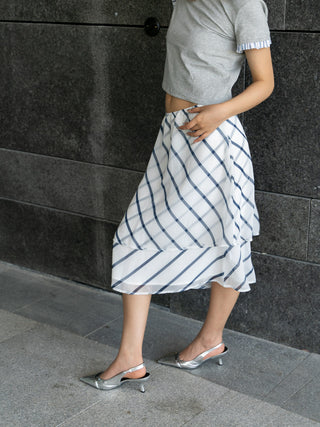 Blue and White Striped Three-Layer skirt