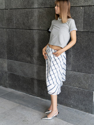 Blue and White Striped Three-Layer skirt