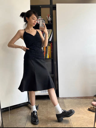 Black Slim-fit Fishtail Skirt