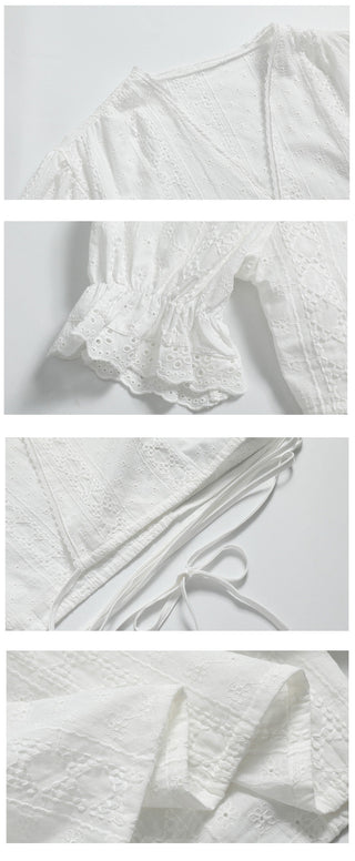 Embroidered Small top and Wide Leg Pants set