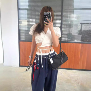 Embroidered Small top and Wide Leg Pants set