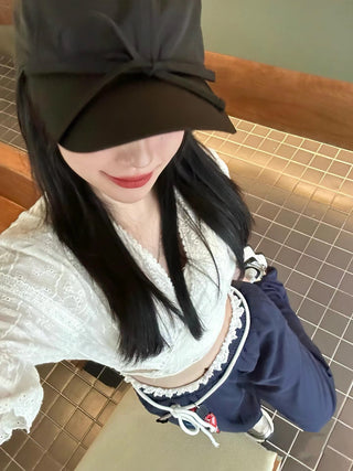 Embroidered Small top and Wide Leg Pants set