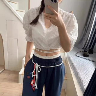 Embroidered Small top and Wide Leg Pants set