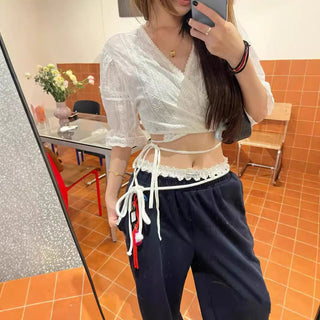 Embroidered Small top and Wide Leg Pants set