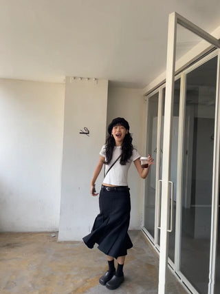 Low Waist fishtail Pleated Skirt