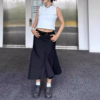Low Waist fishtail Pleated Skirt