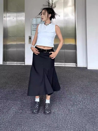 Low Waist fishtail Pleated Skirt