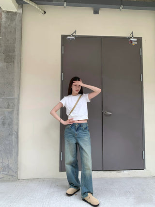 Mid-high Waist Wide Retro jeans