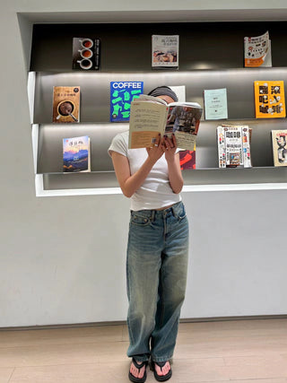 Mid-high Waist Wide Retro jeans