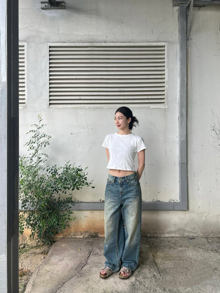 Mid-high Waist Wide Retro jeans