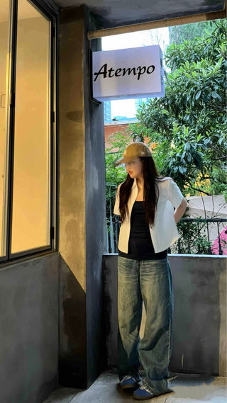 Mid-high Waist Wide Retro jeans