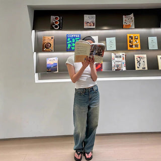 Mid-high Waist Wide Retro jeans