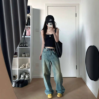 Mid-high Waist Wide Retro jeans