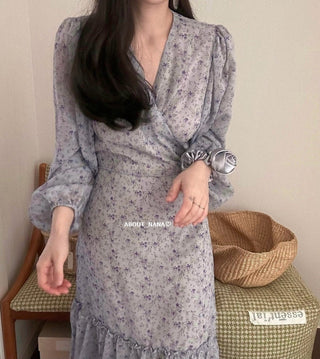 Korea long sleeve floral dress