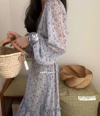 Korea long sleeve floral dress