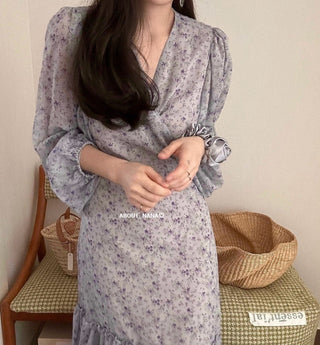 Korea long sleeve floral dress