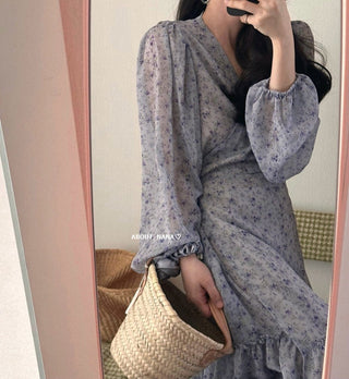 Korea long sleeve floral dress