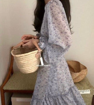 Korea long sleeve floral dress
