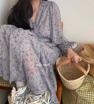 Korea long sleeve floral dress