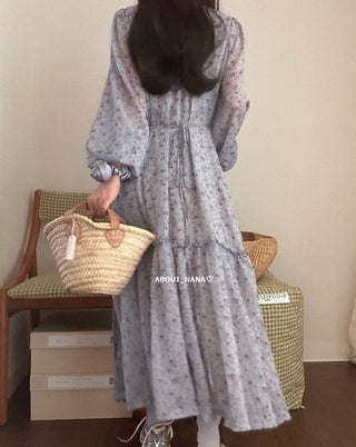 Korea long sleeve floral dress
