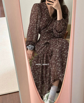 Korea long sleeve floral dress
