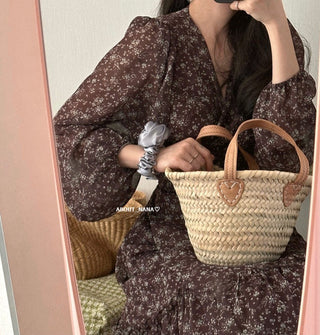 Korea long sleeve floral dress