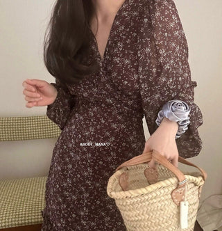 Korea long sleeve floral dress
