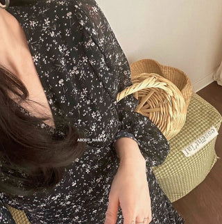 Korea long sleeve floral dress