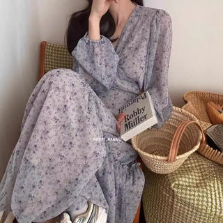 Korea long sleeve floral dress