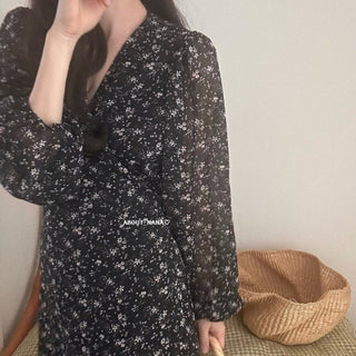 Korea long sleeve floral dress