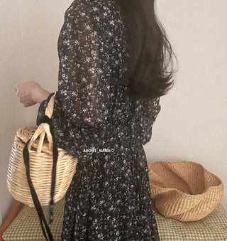 Korea long sleeve floral dress