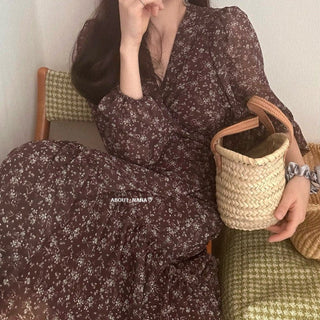 Korea long sleeve floral dress