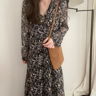 Korea long sleeve floral dress