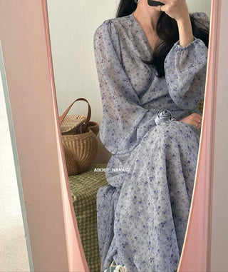 Korea long sleeve floral dress