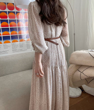 Fairy core floral V-neck slimming drape dress