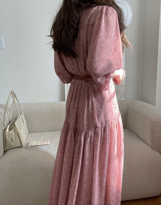 Fairy core floral V-neck slimming drape dress