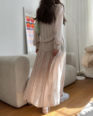 Fairy core floral V-neck slimming drape dress