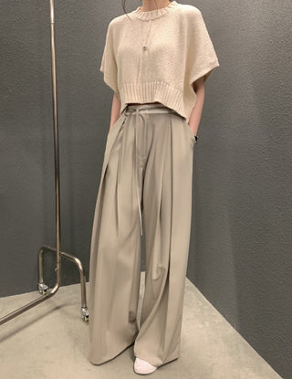 Sleeve knitted blouse and trousers set