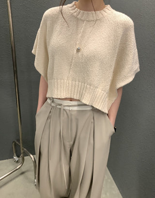 Sleeve knitted blouse and trousers set