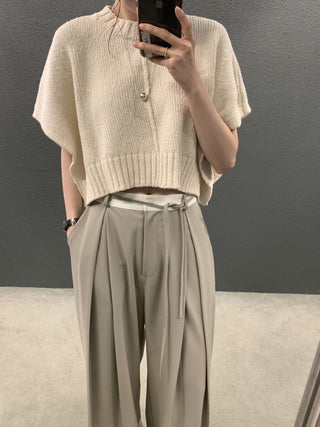 Sleeve knitted blouse and trousers set