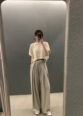 Sleeve knitted blouse and trousers set