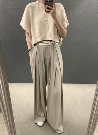 Sleeve knitted blouse and trousers set