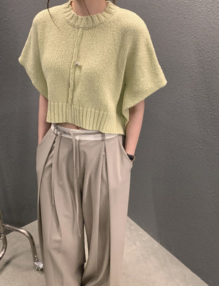Sleeve knitted blouse and trousers set