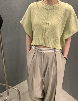 Sleeve knitted blouse and trousers set