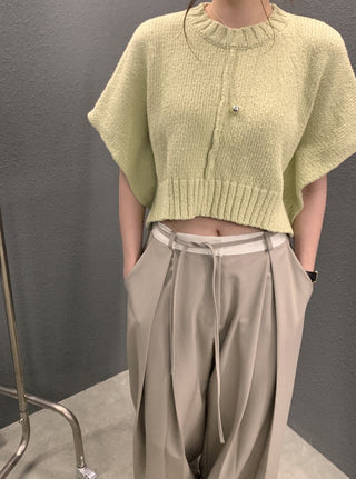 Sleeve knitted blouse and trousers set